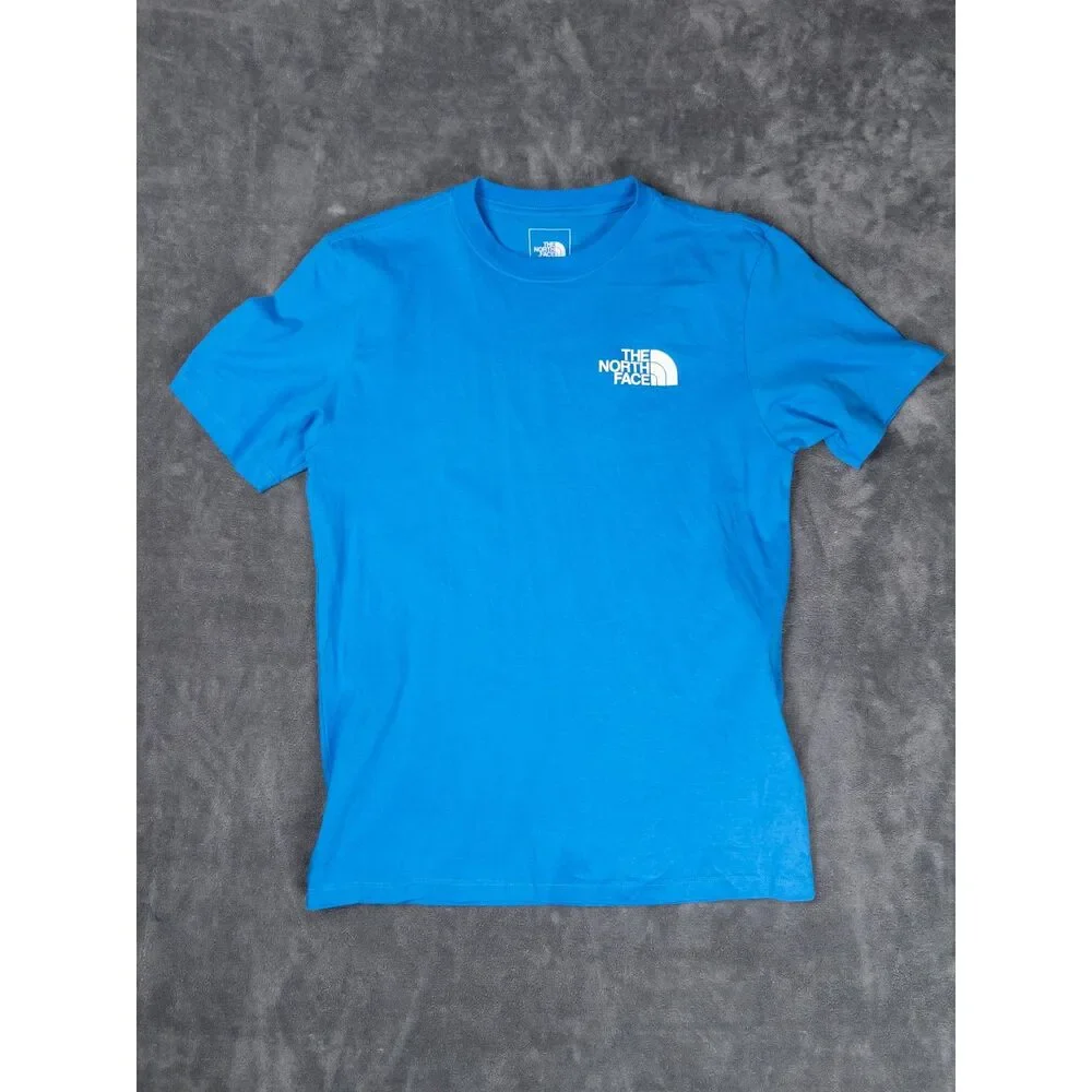 The North Face Mens Blue Graphic T Shirt Size Small Logo Short Sleeve Crew Tee